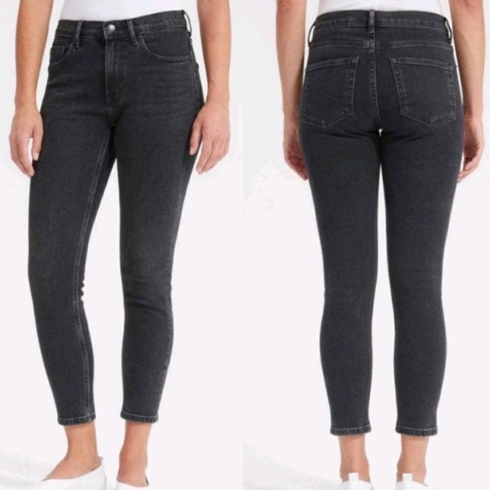 Everlane Mid Rise Skinny Ankle Washed Black Denim Jeans 26 Tall